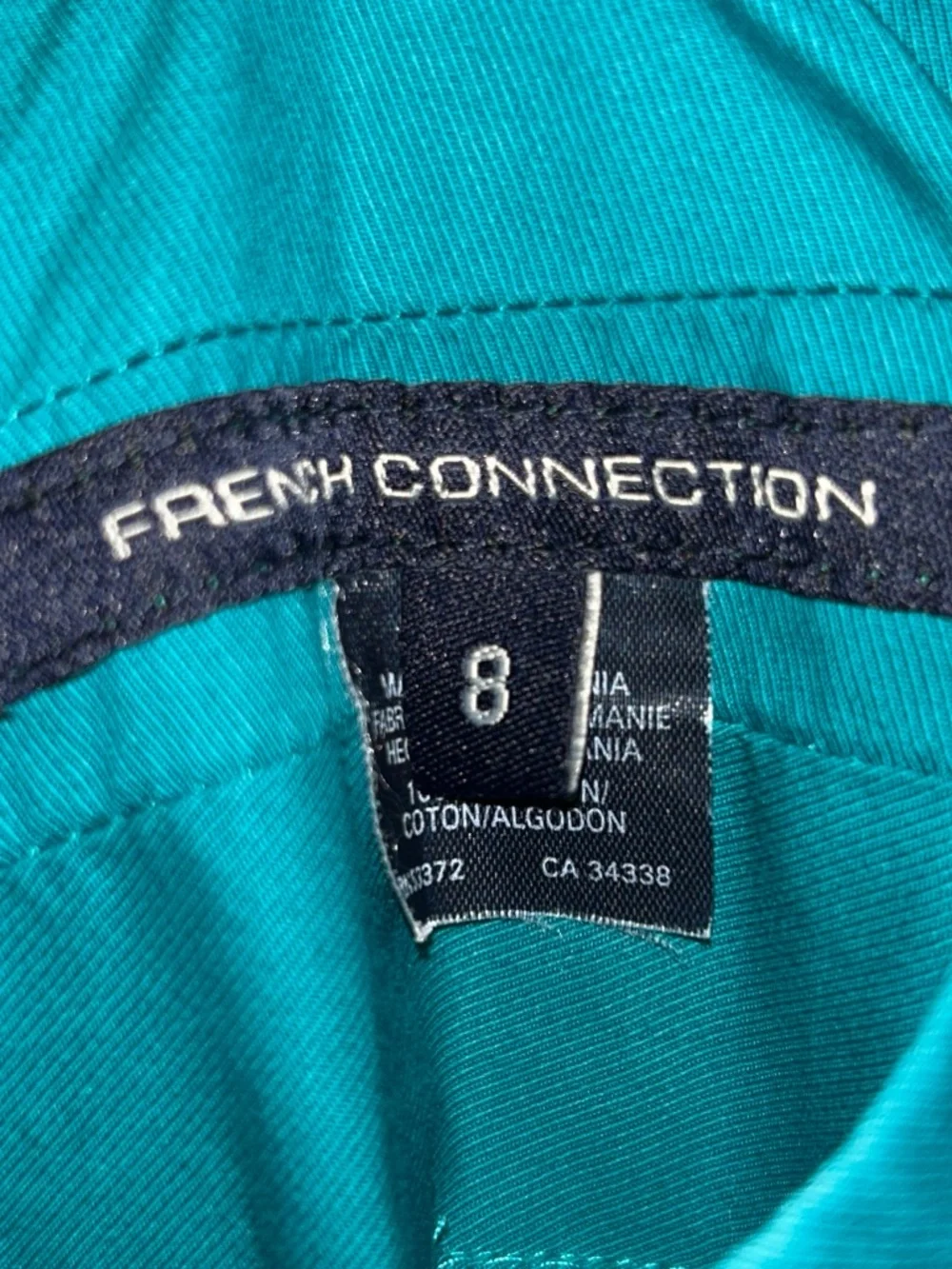 French Connection Teal Rockabilly Fit & Flare Dress Sz 8 Halter Pleated Bodice - Picture 2 of 7